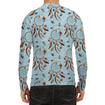 Blue Indian Dream Catcher Pattern Print Men's Long Sleeve Rash Guard