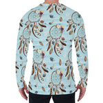Blue Indian Dream Catcher Pattern Print Men's Long Sleeve T-Shirt
