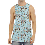 Blue Indian Dream Catcher Pattern Print Men's Muscle Tank Top