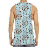 Blue Indian Dream Catcher Pattern Print Men's Muscle Tank Top