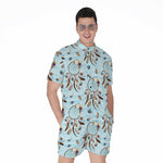 Blue Indian Dream Catcher Pattern Print Men's Rompers