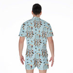 Blue Indian Dream Catcher Pattern Print Men's Rompers