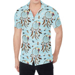 Blue Indian Dream Catcher Pattern Print Men's Shirt