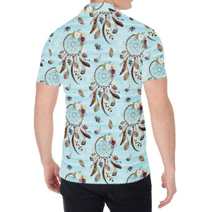 Blue Indian Dream Catcher Pattern Print Men's Shirt