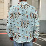 Blue Indian Dream Catcher Pattern Print Men's Shirt Jacket