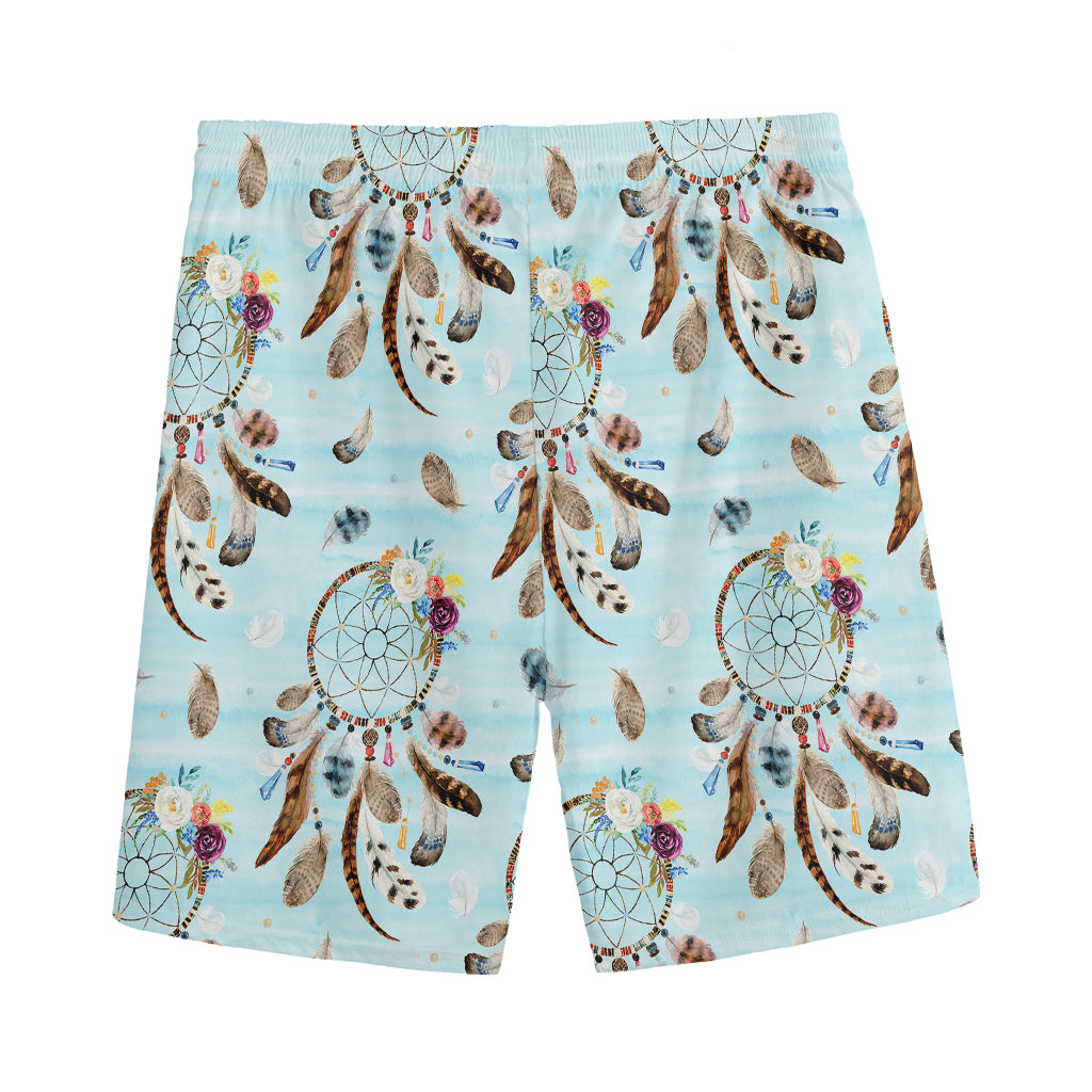 Blue Indian Dream Catcher Pattern Print Men's Sports Shorts