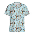 Blue Indian Dream Catcher Pattern Print Men's Athletic T-Shirt