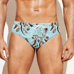 Blue Indian Dream Catcher Pattern Print Men's Swim Briefs