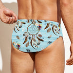 Blue Indian Dream Catcher Pattern Print Men's Swim Briefs
