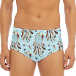 Blue Indian Dream Catcher Pattern Print Men's Triangle Swim Briefs