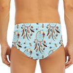 Blue Indian Dream Catcher Pattern Print Men's Triangle Swim Briefs