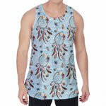 Blue Indian Dream Catcher Pattern Print Men's Velvet Tank Top