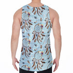 Blue Indian Dream Catcher Pattern Print Men's Velvet Tank Top