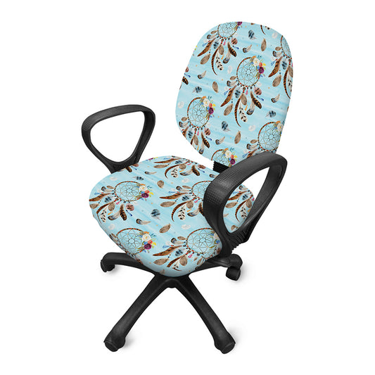 Blue Indian Dream Catcher Pattern Print Office Chair Cover