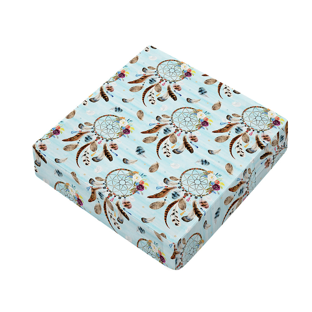 Blue Indian Dream Catcher Pattern Print Outdoor Seat Cushion Cover
