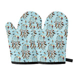 Blue Indian Dream Catcher Pattern Print Oven Mitts