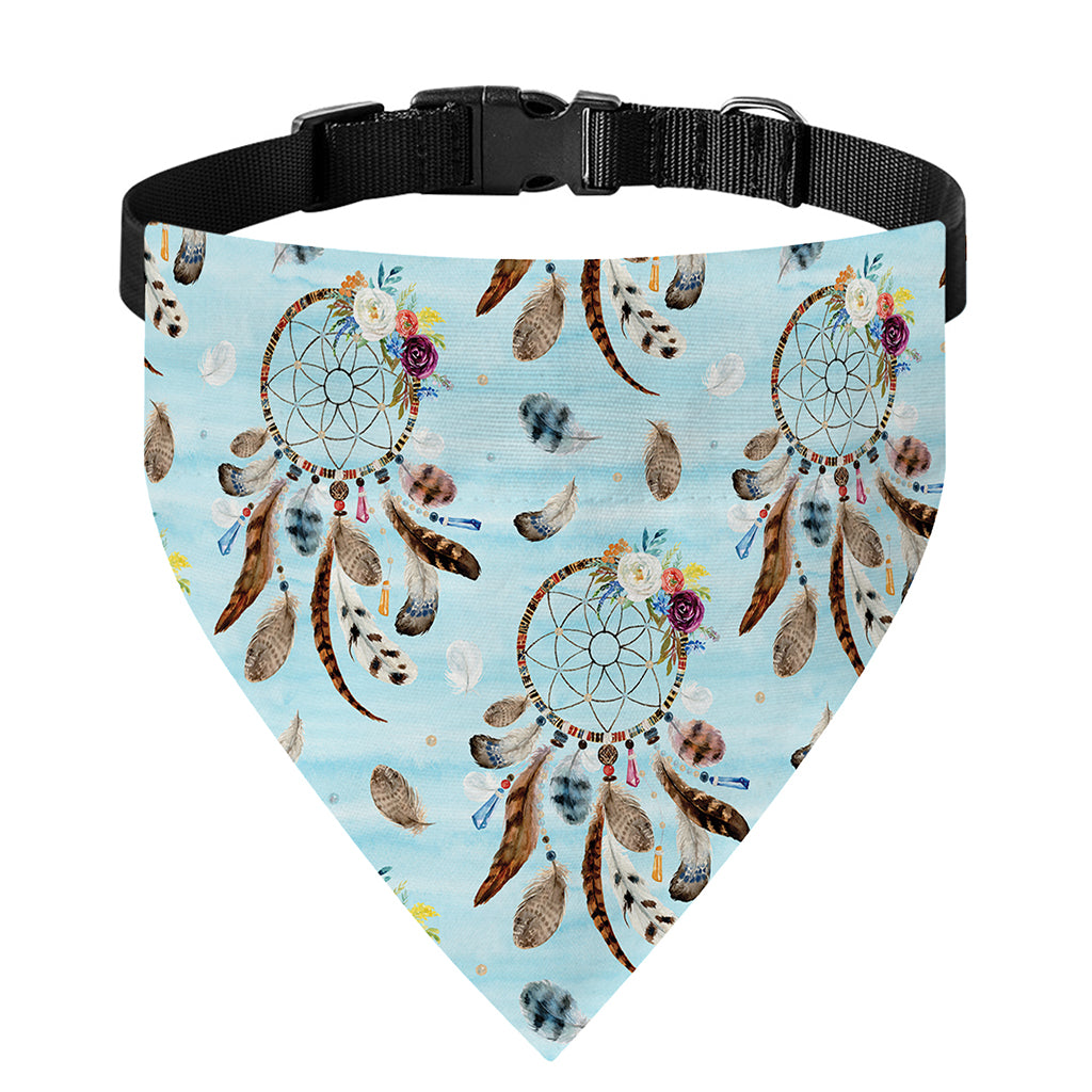 Blue Indian Dream Catcher Pattern Print Over The Collar Dog Bandana