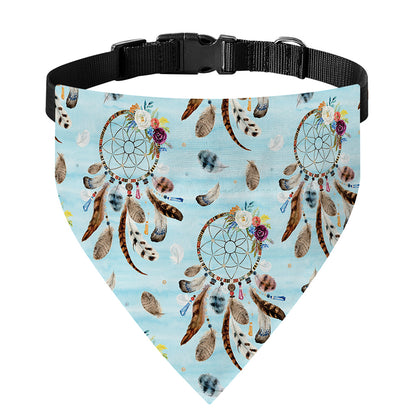 Blue Indian Dream Catcher Pattern Print Over The Collar Dog Bandana