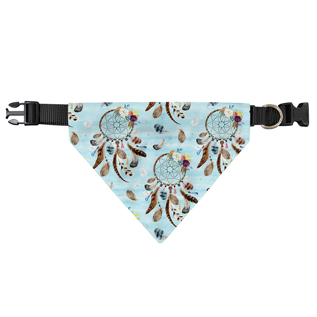 Blue Indian Dream Catcher Pattern Print Over The Collar Dog Bandana