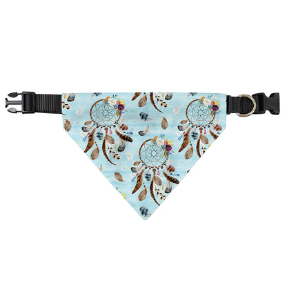 Blue Indian Dream Catcher Pattern Print Over The Collar Dog Bandana