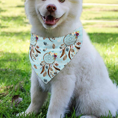 Blue Indian Dream Catcher Pattern Print Over The Collar Dog Bandana