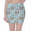 Blue Indian Dream Catcher Pattern Print Pencil Mini Skirt