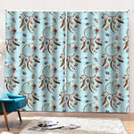 Blue Indian Dream Catcher Pattern Print Pencil Pleat Curtains