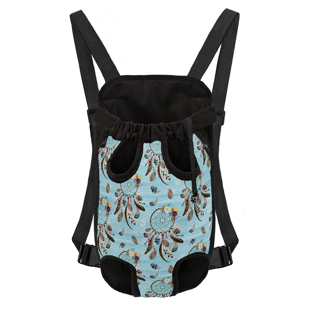 Blue Indian Dream Catcher Pattern Print Pet Carrier Backpack