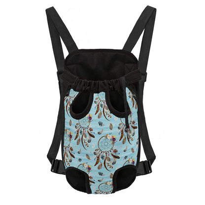 Blue Indian Dream Catcher Pattern Print Pet Carrier Backpack