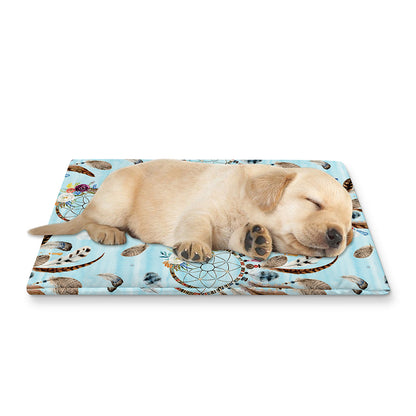 Blue Indian Dream Catcher Pattern Print Pet Cooling Mat Cover