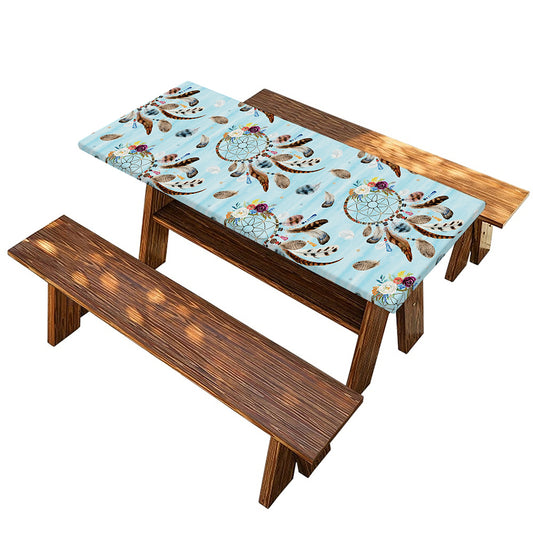 Blue Indian Dream Catcher Pattern Print Picnic Table Cover