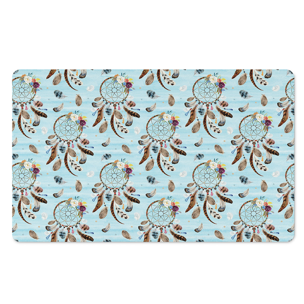 Blue Indian Dream Catcher Pattern Print Polyester Doormat