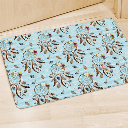 Blue Indian Dream Catcher Pattern Print Polyester Doormat