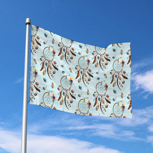 Blue Indian Dream Catcher Pattern Print Polyester Flag