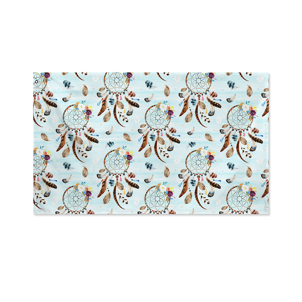 Blue Indian Dream Catcher Pattern Print Polyester Flag