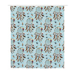Blue Indian Dream Catcher Pattern Print Polyester Shower Curtain