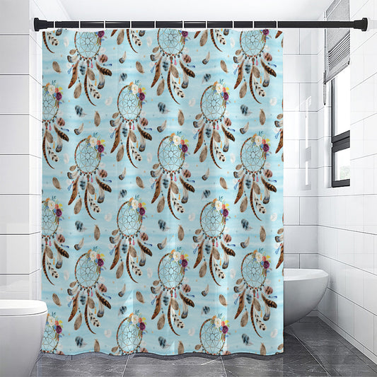 Blue Indian Dream Catcher Pattern Print Premium Shower Curtain