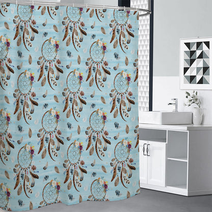 Blue Indian Dream Catcher Pattern Print Premium Shower Curtain