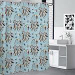 Blue Indian Dream Catcher Pattern Print Premium Shower Curtain