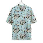 Blue Indian Dream Catcher Pattern Print Rayon Hawaiian Shirt