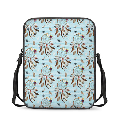 Blue Indian Dream Catcher Pattern Print Rectangular Crossbody Bag