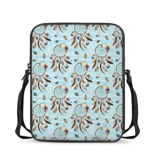 Blue Indian Dream Catcher Pattern Print Rectangular Crossbody Bag