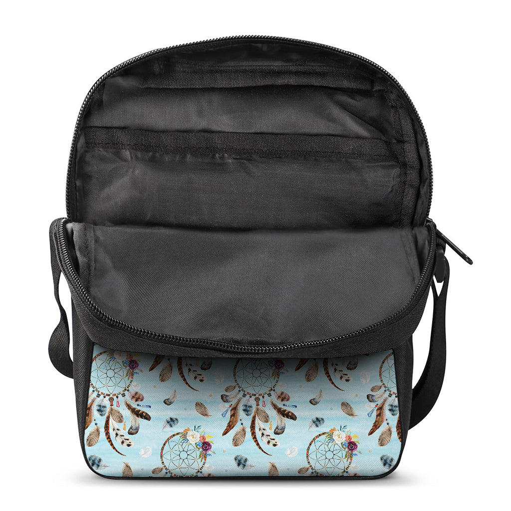 Blue Indian Dream Catcher Pattern Print Rectangular Crossbody Bag