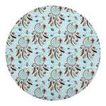 Blue Indian Dream Catcher Pattern Print Round Blanket