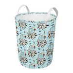 Blue Indian Dream Catcher Pattern Print Round Laundry Basket
