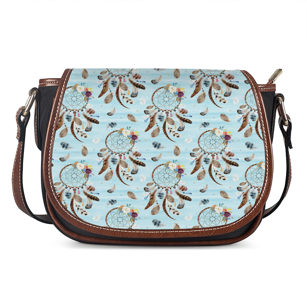 Blue Indian Dream Catcher Pattern Print Saddle Bag