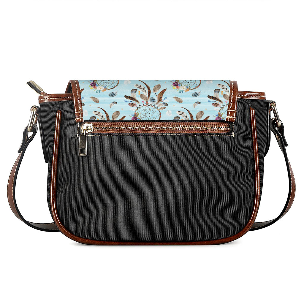 Blue Indian Dream Catcher Pattern Print Saddle Bag