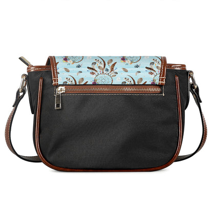 Blue Indian Dream Catcher Pattern Print Saddle Bag