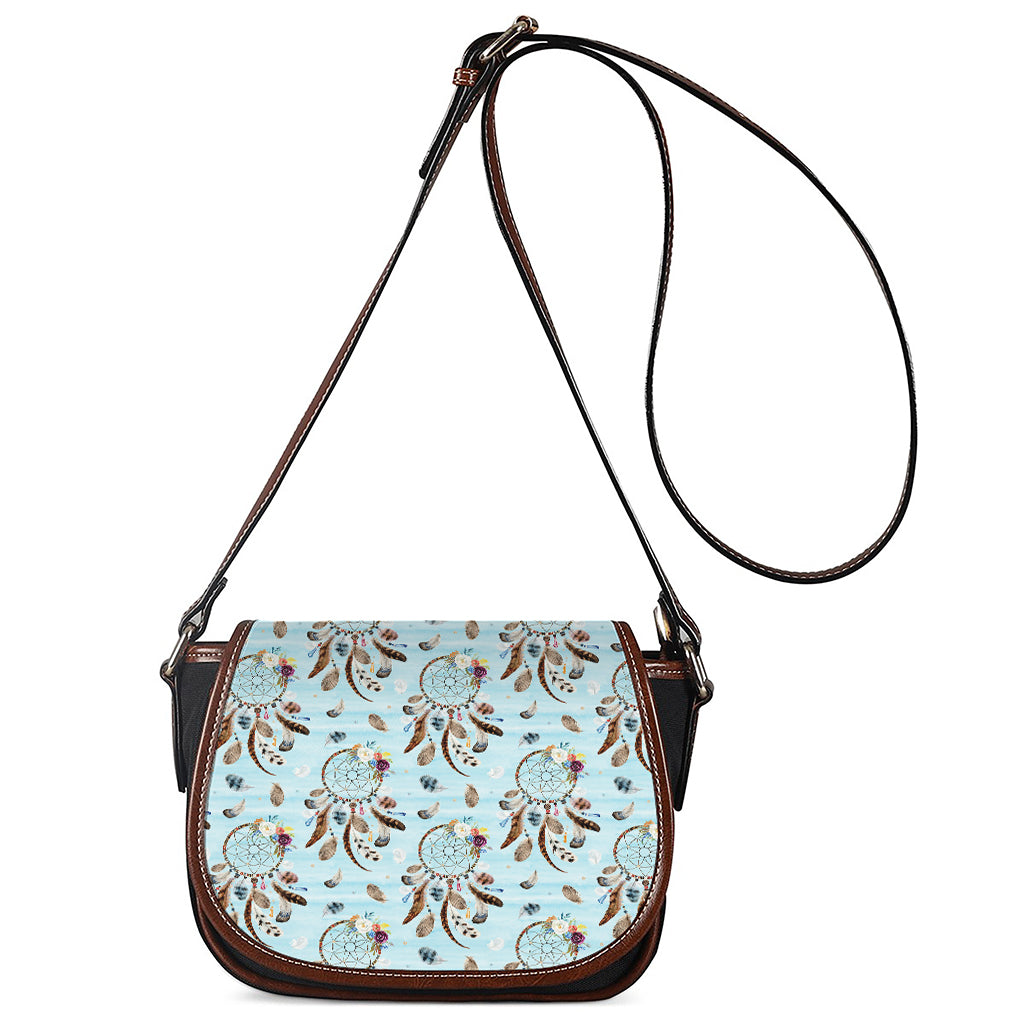 Blue Indian Dream Catcher Pattern Print Saddle Bag