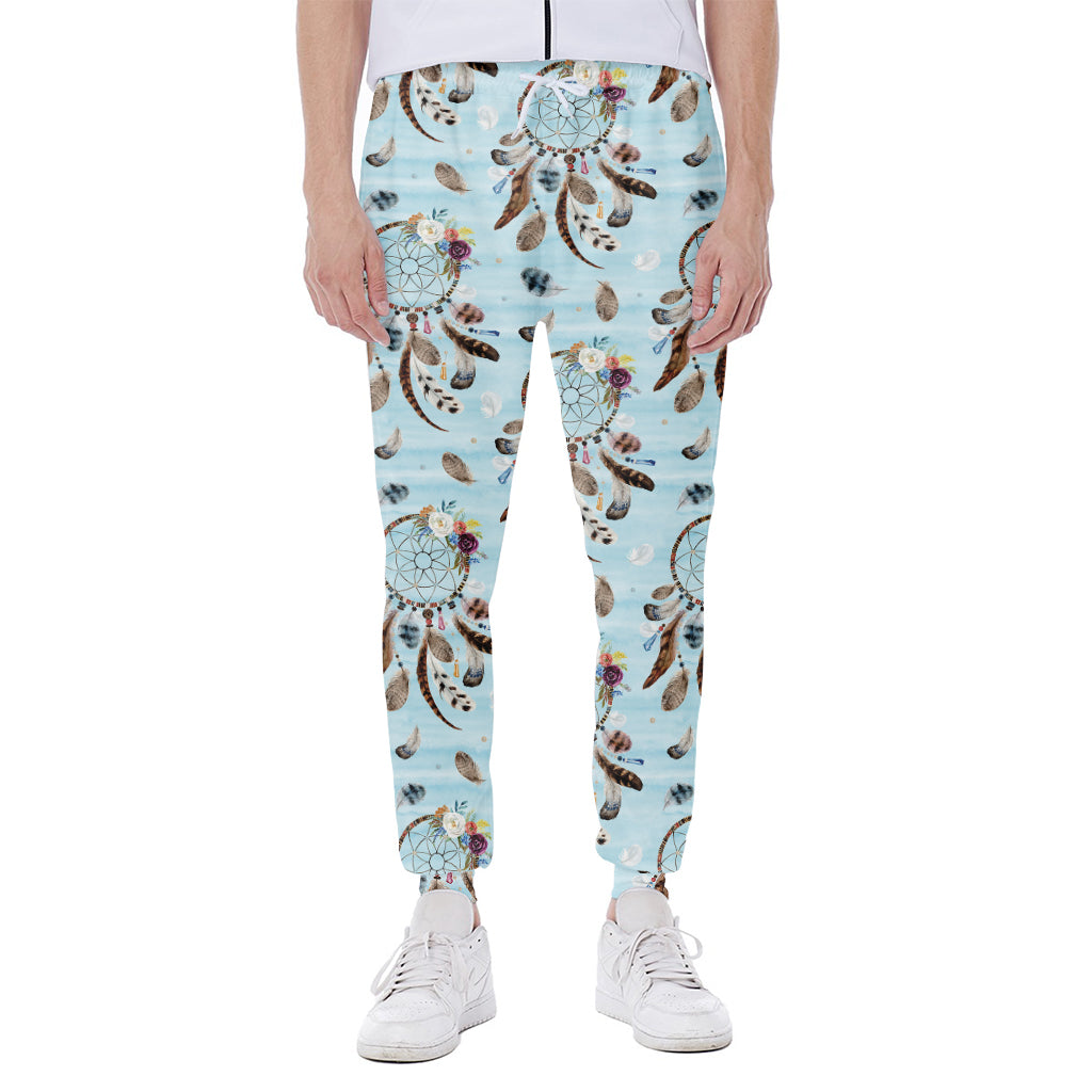 Blue Indian Dream Catcher Pattern Print Scuba Joggers
